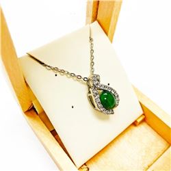 Elegant Ladies .95ct Oval Cut Canadian Jade in Sterling Silver Swan Mount