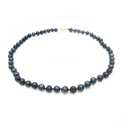 Akoya Black Pearl Ladies Hand Knotted Necklace With 53 Pearls With Hook Clasp