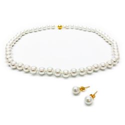 Elegant Matching Pearl Necklace And Earrings