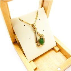 Timeless Ladies .23ct Oval Cut Canadian Jade Necklace in 18K Gold Plated Mount