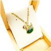 Image 1 : Majestic Ladies .32ct Oval Cut Canadian Jade Necklace in 18K Gold Plated Swan Mount