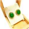 Image 1 : Enchanting Pair of Ladies 1.78ct Oval Cut Canadian Jade Stone in 18KT Gold Plated Mount