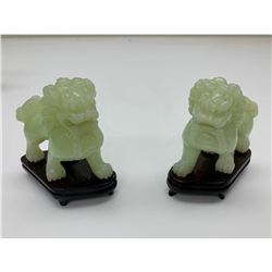 Pair of Jade Imperial Guardian Lions