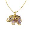 Image 1 : Bejeweled Purple And Gold Rhinestone Ganesh Chaturthi Elephant Pendant Paired With Necklace Marked 1