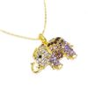 Image 2 : Bejeweled Purple And Gold Rhinestone Ganesh Chaturthi Elephant Pendant Paired With Necklace Marked 1