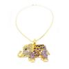 Image 3 : Bejeweled Purple And Gold Rhinestone Ganesh Chaturthi Elephant Pendant Paired With Necklace Marked 1