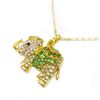 Image 2 : Bejeweled Green & Gold Rhinestone Ganesh Chaturthi Elephant Pendant Paired With Necklace Marked 18KG