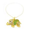 Image 3 : Bejeweled Green & Gold Rhinestone Ganesh Chaturthi Elephant Pendant Paired With Necklace Marked 18KG