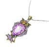 Image 2 : Bejeweled Purple Rhinestone Enchanted Owl Pendant Paired With Necklace Marked 18KGP