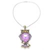 Image 3 : Bejeweled Purple Rhinestone Enchanted Owl Pendant Paired With Necklace Marked 18KGP