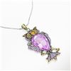 Image 4 : Bejeweled Purple Rhinestone Enchanted Owl Pendant Paired With Necklace Marked 18KGP