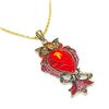 Image 3 : Bejeweled Red Rhinestone Enchanted Owl Pendant Paired With Necklace Marked 18KGP