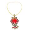 Image 4 : Bejeweled Red Rhinestone Enchanted Owl Pendant Paired With Necklace Marked 18KGP