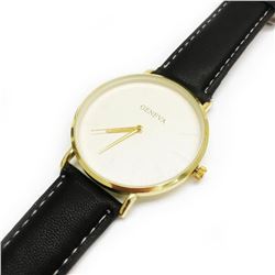 New Geneva Men's Watch With Stitched Leather Band