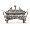 Image 4 : 2 Piece Tibetan Silver Dragon & Foo Dog Incense Burner