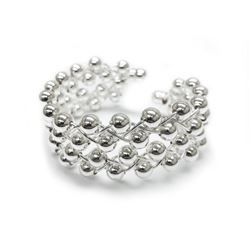 Ladies 925 Sterling Silver Plated Round Bead Bangle