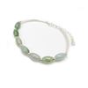 Image 2 : 925 Sterling Silver Natural Oval Green Jade Bangle