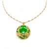 Image 1 : Chinese Green Jade Dragon And Phoenix Paired With An 18 Karat Gold Plated Necklace