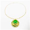 Image 3 : Chinese Green Jade Dragon And Phoenix Paired With An 18 Karat Gold Plated Necklace
