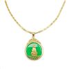 Image 1 : Chinese Green Jade Resting Buddha Paired With An 18 Karat Gold Plated Necklace