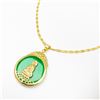 Image 2 : Chinese Green Jade Resting Buddha Paired With An 18 Karat Gold Plated Necklace