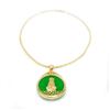 Image 3 : Chinese Green Jade Resting Buddha Paired With An 18 Karat Gold Plated Necklace
