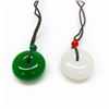 Image 1 : Pair Of Asian White & Green Jade Carved Pendants