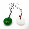 Image 2 : Pair Of Asian White & Green Jade Carved Pendants
