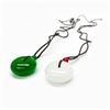 Image 3 : Pair Of Asian White & Green Jade Carved Pendants