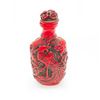 Image 2 : Asian Carved Cinnabar Snuff Bottle With Stopper