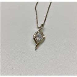 Ladies CZ Diamond Flame Spirit Pendant Necklace