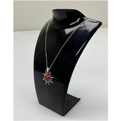 Bright Amber Sun Pendant Necklace