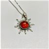 Image 2 : Bright Amber Sun Pendant Necklace