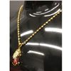 Image 1 : Ladies Red Jade Pixiu Pendant On 24K Gold Filled Chain