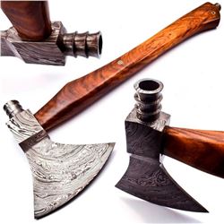 Hand Made Damascus Steel Forged Axes With Rose Wood Handle