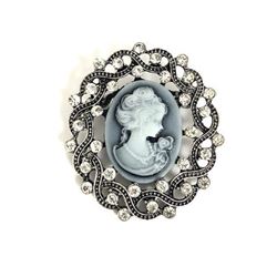 Ladies Elegant Cameo Of A Beauty With Semi Precious Stones