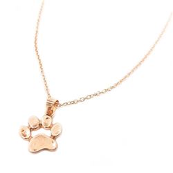 Rose Gold Tone Dog Paw Pendant Accompanied With Chain