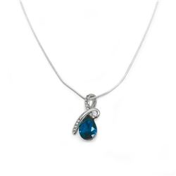 Mounted Blue Gemstone Pendant Accompanied With 925 Sterling Silver Necklace