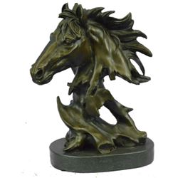 Abstract Horse Head Bronze Bust Sculpture 12" x 9"