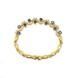 Bejewelled Blue & White Stone Gold Plated Ladies Bracelet