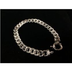 Brilliant Italian Custom Made 14K White Gold Cuban Link Bracelet