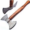 Image 1 : CRUSADERS Hand Made Damascus Steel Forged Double Head WAR Axe With Rose Wood Handle