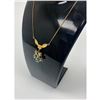 Image 1 : Ladies .34ct Tear Drop Cut Sky Blue Citrine & 10K Gold Plated Gold Flower Necklace