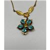 Image 2 : Ladies .34ct Tear Drop Cut Sky Blue Citrine & 10K Gold Plated Gold Flower Necklace