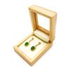 Image 2 : Beautiful Ladies .32ct Oval Cut Canadian Jade Earrings in 18K Gold Plated Floral Mount