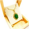 Image 1 : Large Ladies 2.96ct Oval Cut Canadian Jade Necklace in 18K Gold Plated Mount