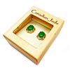 Image 3 : Lovely Pair of Ladies 1.51ct Oval Cut Canadian Jade Stone Earrings in 18KT Gold Plated Floral Mount