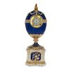 Image 4 : 1904 Kelch Chanticleer Blue Enamel Royal Russian Egg with Clock