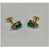 Image 1 : Ladies Green Agate And Crystal Tear-Drop Cut 18 KGP Earrings