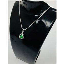 Unique 925 Silver Green Jade Trapped Sphere Pendant Paired With Sterling Silver 925 Necklace
